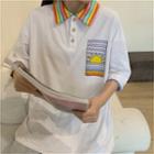 Short Sleeve Rainbow Panel Polo Shirt