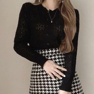 Eyelet Button-up Knit Top
