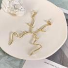 Face Drop Earring 1 Pair - Qr-248-1 - Gold - One Size