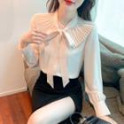Bow-neck Pleated Panel Blouse