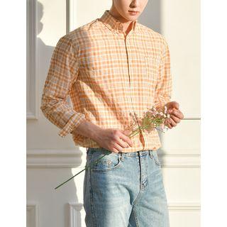 Button-down Plaid Seersucker Shirt