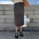 Polka-dot H-line Long Corduroy Skirt