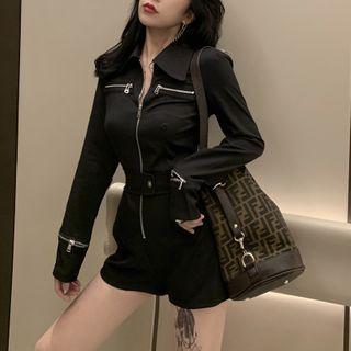Long-sleeve Zip Romper