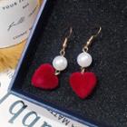 Heart Drop Earring Red - One Size