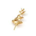 Simple And Elegant Plated Gold Leaves Freshwater Pearl Brooch Golden - One Size