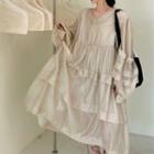 Long-sleeve V-neck Loose-fit Dress