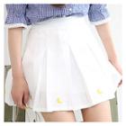 Moon Embroidery Mini Pleated Skirt