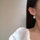 Oval Resin Dangle Earring 1 Pair - Gold & White - One Size