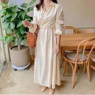 Maxi A-line Shirtdress Almond - One Size