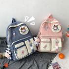 Two-tone Cartoon Print Multi-section Backpack