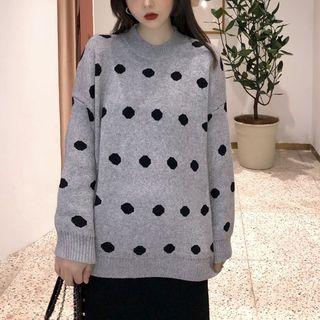 Polka Dot Knit Top / Plain A-line Skirt