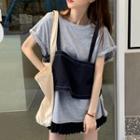 Short-sleeve T-shirt / Vest / Mini A-line Pleated Skirt