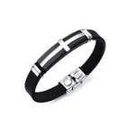 Fashion Classic Plated Black Cross Geometry Rectangular 316l Stainless Steel Silicone Bracelet Black - One Size