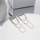 Rhinestone Chained Dangle Earring 1 Pair - E4365-4 - Silver - One Size