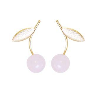 Bead Cherry Dangle Earring Pink - One Size