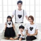 Family Matching Heart Print Short-sleeve T-shirt / A-line Mesh Skirt / Star Print Shorts / Set
