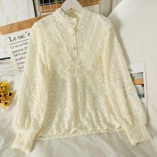 Details Two-tone Loose Lace Blouse