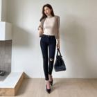 [the Denim]frayed Slit-trim Skinny Jeans