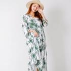 Foliage Linen Blend Boxy-fit Long Dress