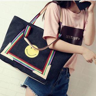 Smile Print Canvas Tote Bag