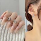 Butterfly Rhinestone Earring 1 Pair - Ear Studs - Silver - One Size