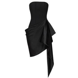 Strapless Asymmetrical Ruffled Dress