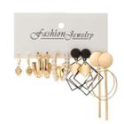 5 Pair Set: Faux Pearl / Alloy Earring (various Designs) Set Of 5 Pairs - 54677 - Gold - One Size