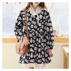 Raglan-sleeve Floral Pattern Empire Dress