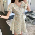 Lapel Short-sleeve Floral Dress