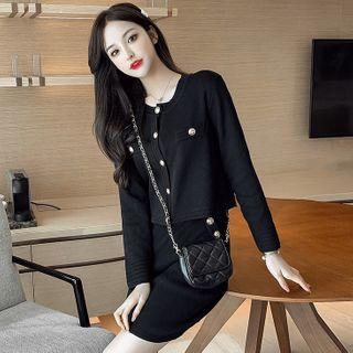 Set: Button Knit Jacket + Pencil Skirt