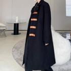 Color Block Woolen Long Coat
