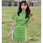 Crew-neck Short-sleeve A-line T-shirt Dress