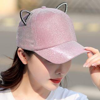 Glitter Cat Ear Accent Baseball Cap