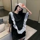 Two Tone Ruffle Oversize Dress As Shown In Figure - One Size