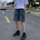 High-waist Floral Straight-cut Shorts