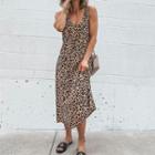 Sleeveless Leopard Midi A-line Dress