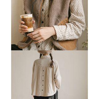 Raglan-sleeve Dip-back Patterned Shirt