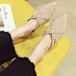 Studded Faux Suede Pointed Mules