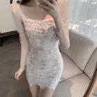 Long-sleeve Lace Mini Dress White - One Size