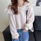 Lace Trim Collar Fleece Pullover
