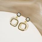 Square Rhinestone Dangle Earring 1 Pair - E2700 - Gold & Black - One Size