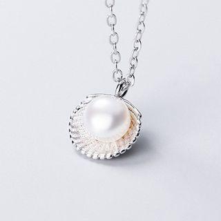 Faux Pearl Shell Necklace S925 Silver - Necklace - One Size