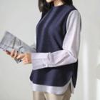 Sleeveless Knit Top Overlay Stripe Shirt