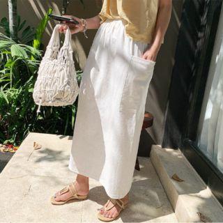 Pocket-side Maxi Cotton Skirt