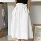 Plain Midi Skirt White - One Size