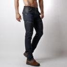 Embroidered Seam-trim Slim-fit Jeans 28