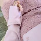 Open-placket Wide-cuff Blouse Light Pink - One Size