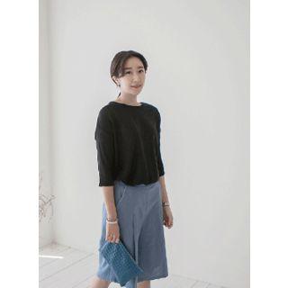 Band-waist Pintuck Midi Shorts