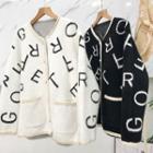 Long-sleeve Round-neck Single-breasted Lettering Jacket