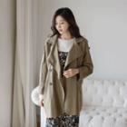Drop-shoulder Double-breasted Trench Coat